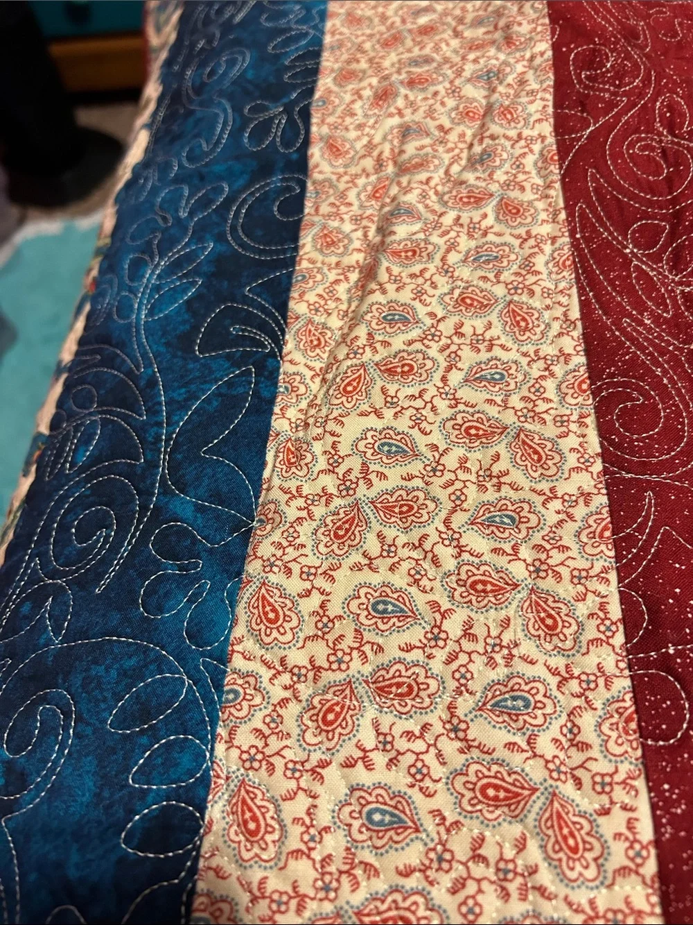 ONE OF A KIND- HANDCRAFTED Multicolor Paisley Panel Quil